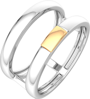 Кольцо из комбинированного серебра ZORKA 0200075.G14K (р.17, с золотой вставкой) - 