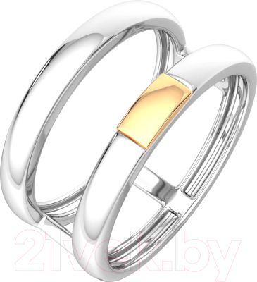 Кольцо из комбинированного серебра ZORKA 0200075.G14K (р.17, с золотой вставкой)