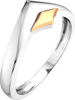 Кольцо из комбинированного серебра ZORKA 0200089.G14K (р.16.5, с золотой вставкой) - 
