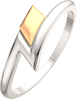 Кольцо из комбинированного серебра ZORKA 0200092.G14K (р.16.5, с золотой вставкой) - 