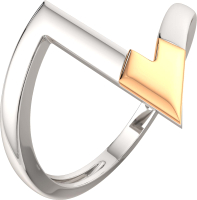Кольцо из комбинированного серебра ZORKA 0200105.G14K (р.19, с золотой вставкой) - 