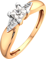Кольцо из комбинированного золота ZORKA 2D00182.14K.B (р.16.5, с бриллиантом) - 