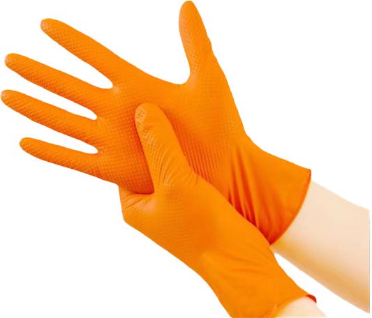 Перчатки одноразовые Foxy Gloves Steel Grip Нитриловые сверхпрочные (M, 100шт, оранжевый)