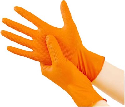 Перчатки одноразовые Foxy Gloves Steel Grip Нитриловые сверхпрочные (XL, 100шт, оранжевый) - 