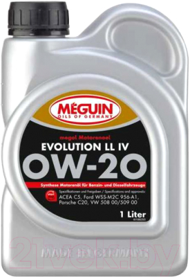 Моторное масло Meguin Megol Motorenoel Evolution LL IV SAE 0W-20 / 33026 (1л)