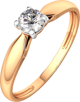 Кольцо помолвочное из розового золота ZORKA 2101194.14K.R (р.16, с фианитом) - 