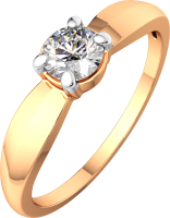 Кольцо помолвочное из розового золота ZORKA 2101500.14K.R.ZZ (р.16.5, с фианитом) - 