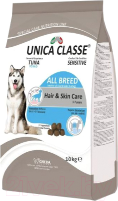 Сухой корм для собак Unica Classe для ухода за шерстью и кожей (10кг)