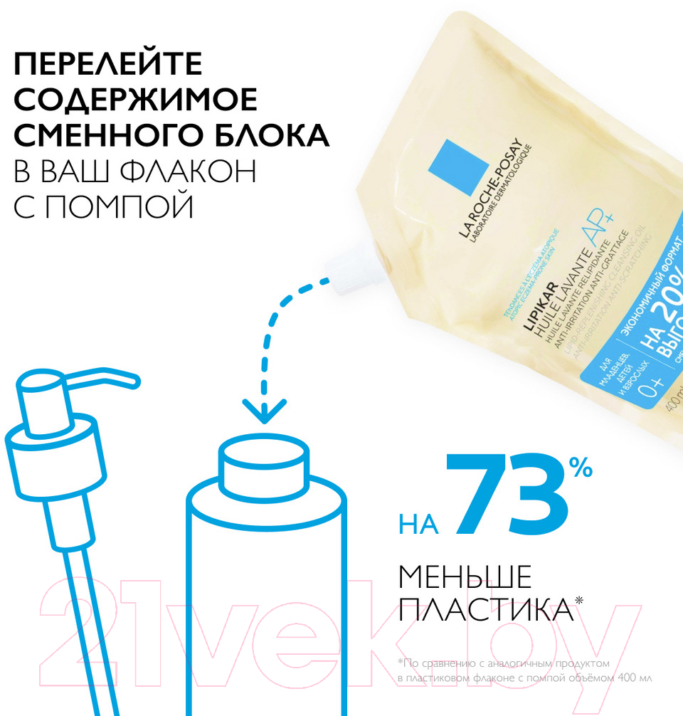 Масло для душа La Roche-Posay Lipikar Huile Lavante AP+ рефил (400мл) — фото 5