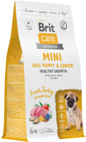 Сухой корм для собак Brit Care Mini Puppy&Junior Healthy Growth с индейкой / 5079094 (400г) - 