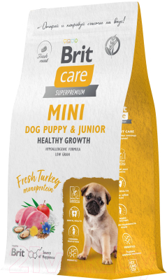 Сухой корм для собак Brit Care Mini Puppy&Junior Healthy Growth с индейкой / 5079094 (400г)