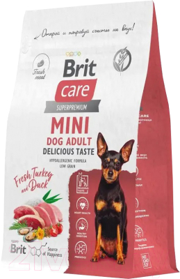 Сухой корм для собак Brit Care Mini Adult Delicious Taste с индейкой и уткой / 5079131 (400г)