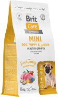 Сухой корм для собак Brit Care Mini Puppy&Junior Healthy Growth с индейкой / 5079148 (1.5кг) - 