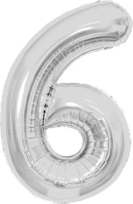 Воздушный шар Meshu Цифра 6 / MS_51230 (серебряный) - 