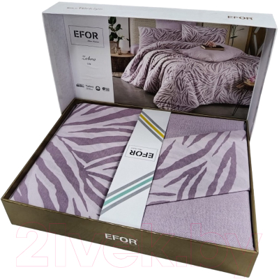 Комплект постельного белья Efor Ranforce Zebra Lila евро / PB2322-M