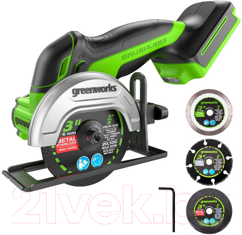 Угловая шлифовальная машина Greenworks GD24UCS