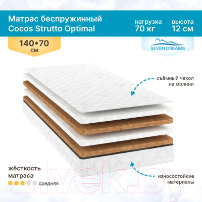 Матрас в кроватку Seven Dreams Cocos Strutto Optimal 415317 (65x125)