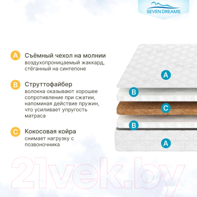 Матрас в кроватку Seven Dreams Cocos Strutto 415308 (60x120)