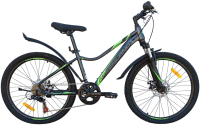 Велосипед GreenLand Formula 7S SUS 24 (14, серый/зеленый) - 