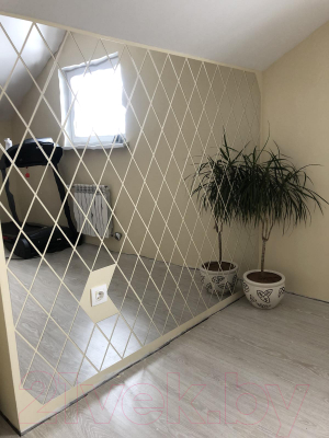 Изображение товара Зеркальная стеновая панель MirrorWall Ромб 2.0 (серебристый)
