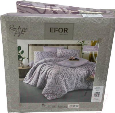 Комплект постельного белья Efor Ranforce Zebra Lila евро / PB2465-M