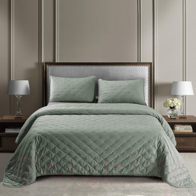Набор текстиля для спальни Sofi de Marko Иоланта 240х260 / Пок-Ио-З-240х260 (зеленый)
