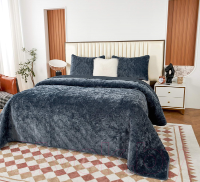 Набор текстиля для спальни Sofi de Marko Розалин 240х260 / Пок-Рз-240х260ан (антрацит)