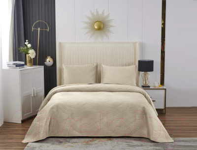 Набор текстиля для спальни Sofi de Marko Жизель 240х260 / Пок-ЖЛ7-240х260 (крем)