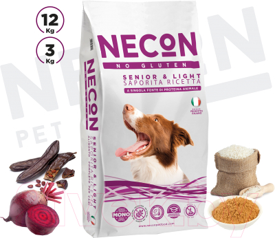 Сухой корм для собак Necon Для взрослых собак всех пород с свининой и рисом / NECN10 (3кг)