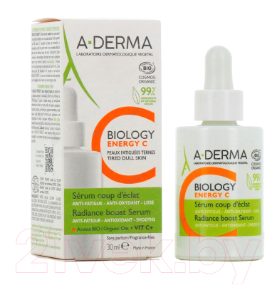 Сыворотка для лица A-Derma Biology Energy C придающая сияние (30мл)