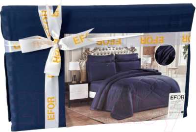 Комплект постельного белья Efor Satin Lacivert евро / PB2345-M02 (темно-синий)