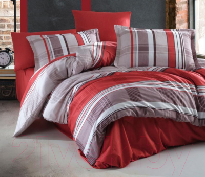 Комплект постельного белья Efor Saten Double Palomar V1 160x220 семейный / PB2184-M (бордовый)