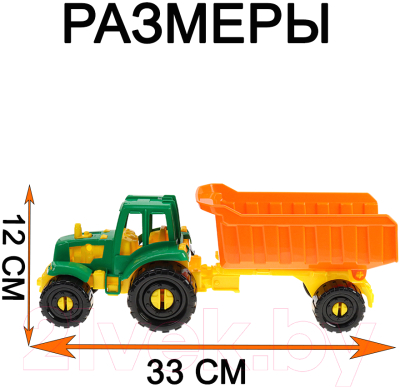 Трактор игрушечный РЫЖИЙ КОТ Иван с прицепом Фермерский / И-2389