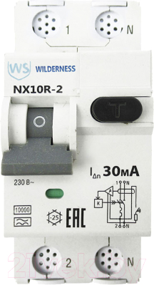 Дифференциальный автомат Wilderness NX10R 1P+N C25 30mA A 10kA / NX10R-2-025C-030A