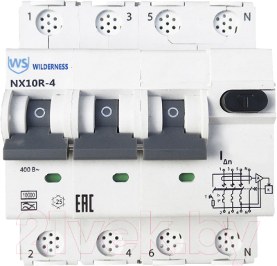 Дифференциальный автомат Wilderness NX10R 3P+N C10 30mA AC 10kA / NX10R-4-010C-030AC