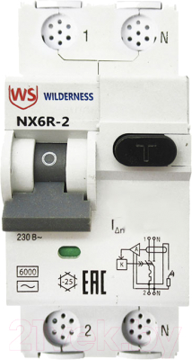 Дифференциальный автомат Wilderness NX6R 1P+N B10 10mA AC 6kA / NX6R-2-010B-010AC