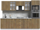 Готовая кухня Интерлиния Берес 2.8В (дуб вотан/дуб вотан/серый каспий) - 