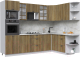 Готовая кухня Интерлиния Берес 1.68x2.8 ВТ правая (дуб вотан/дуб вотан/серый каспий) - 