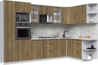 Готовая кухня Интерлиния Берес 1.68x3.2 ВТ правая (дуб вотан/дуб вотан/серый каспий) - 