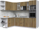 Готовая кухня Интерлиния Берес 1.68x2.6 ВТ левая (дуб вотан/дуб вотан/серый каспий) - 