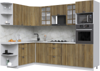 Кухонный гарнитур Интерлиния Берес 1.68x2.8 ВТ левая (дуб вотан/дуб вотан/серый каспий) - 