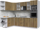 Готовая кухня Интерлиния Берес 1.68x2.8 ВТ левая (дуб вотан/дуб вотан/серый каспий) - 