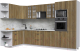 Готовая кухня Интерлиния Берес 1.68x3.4 ВТ левая (дуб вотан/дуб вотан/серый каспий) - 