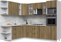 Готовая кухня Интерлиния Берес 1.88x2.6 ВТ левая (дуб вотан/дуб вотан/серый каспий) - 
