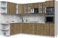 Кухонный гарнитур Интерлиния Берес 1.88x3.0 ВТ левая (дуб вотан/дуб вотан/серый каспий) - 