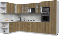 Готовая кухня Интерлиния Берес 1.88x3.4 ВТ левая (дуб вотан/дуб вотан/серый каспий) - 