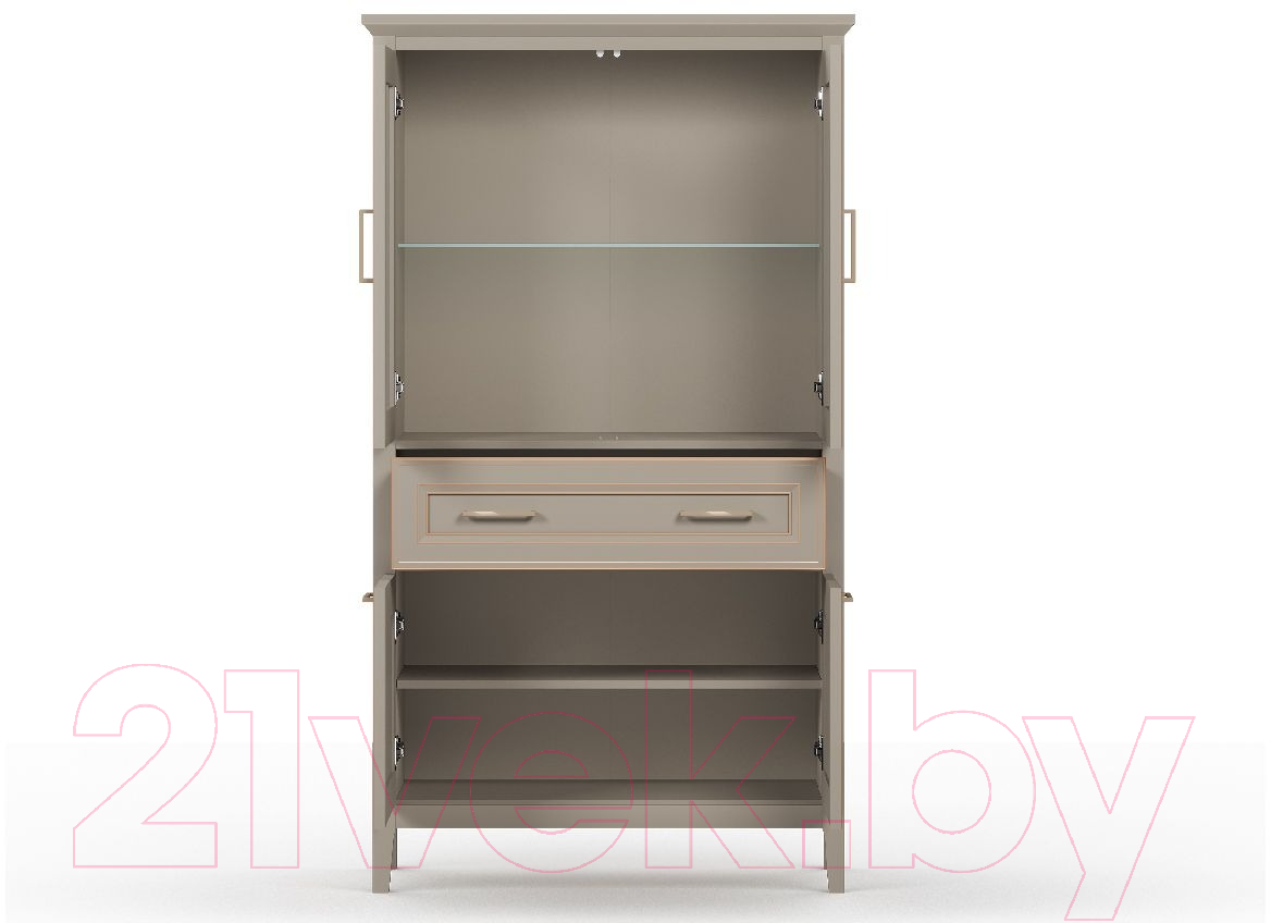 Шкаф с витриной Black Red White Classic REG2W2D1S/170 (глиняный серый) — фото 3