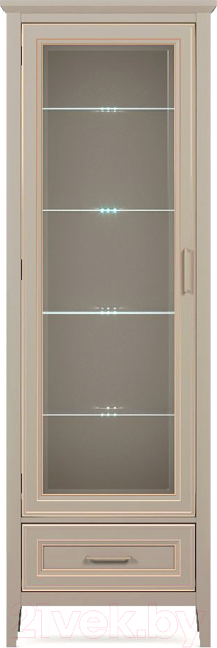 Шкаф с витриной Black Red White Classic REG1W1SZK с подсветкой (глиняный серый)