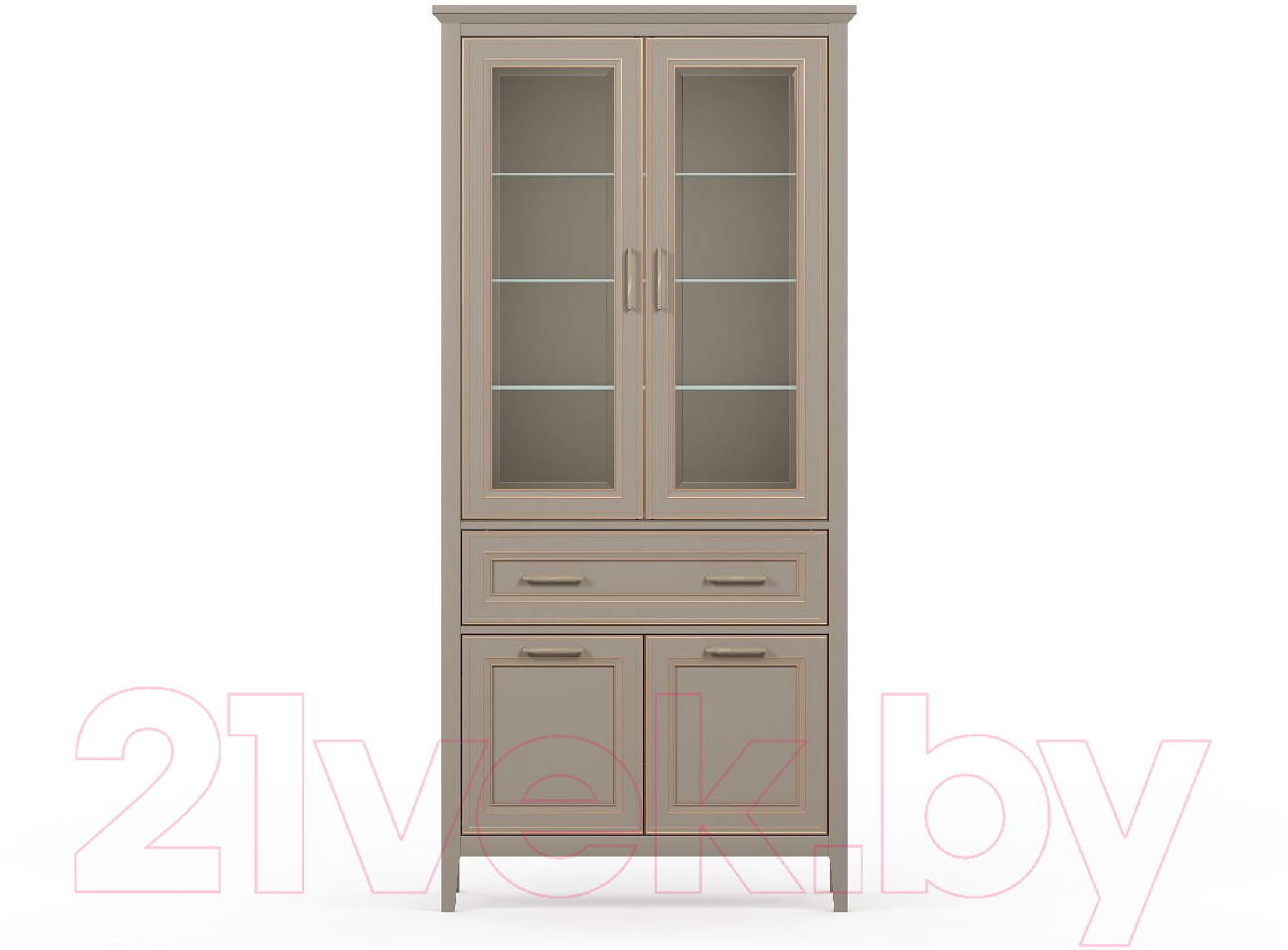 Шкаф с витриной Black Red White Classic REG2W2D1S (глиняный серый) — фото 2