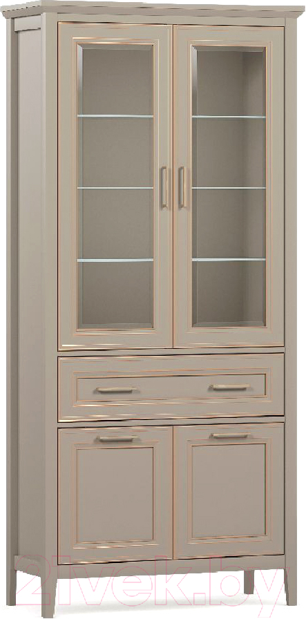 Шкаф с витриной Black Red White Classic REG2W2D1S (глиняный серый)